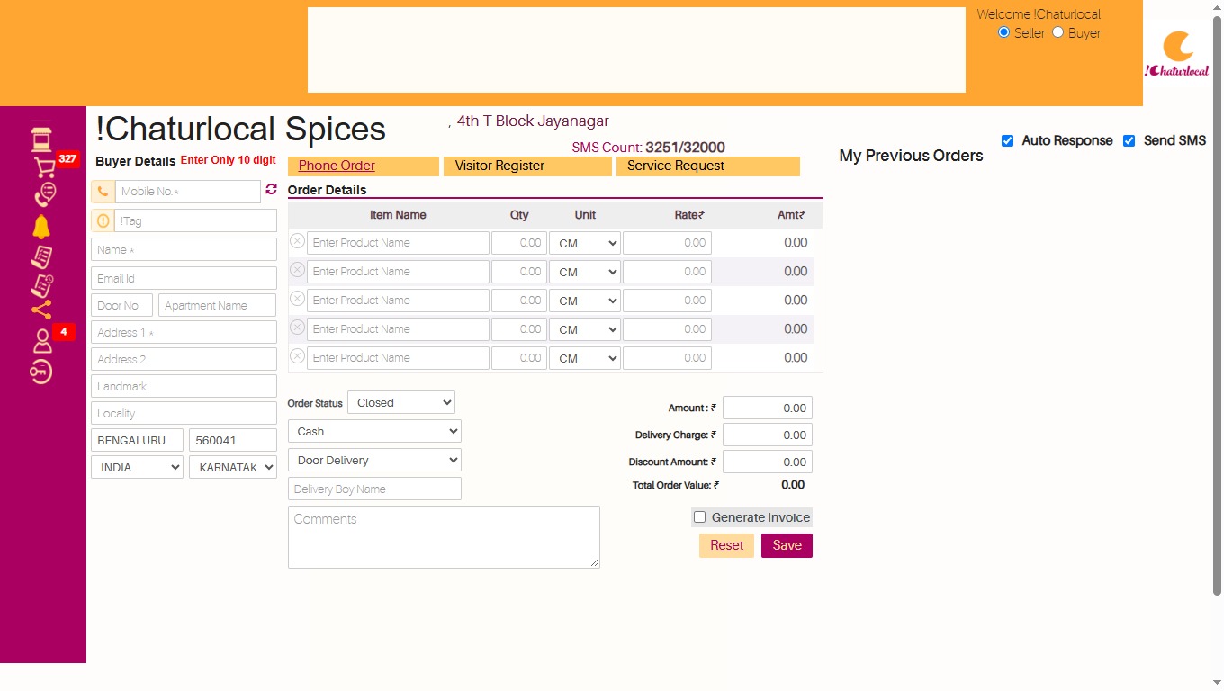 !Chaturlocal Order Tool